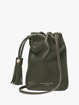 Hudson Small Grain Milled Pebble Leather сумка через плечо с кулиской Aspinal of London, Green p112478519 | green