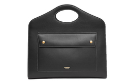 Сумка через плечо из кожи со строчкой и карманом, средний размер, женская, черная Burberry 80367491