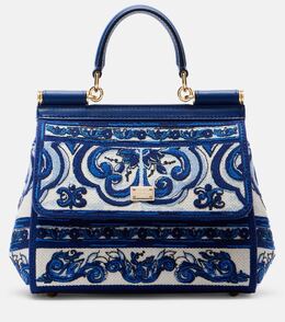 Средняя майоликовая холщовая сумка Sicily Dolce & Gabbana, Azulejos Blu p01064545 | azulejos blu