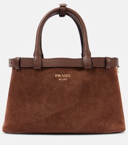 Сумка-тоут малая из замши с пряжкой Prada, Cacao p00953059 | cacao