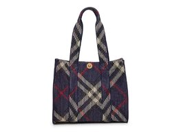 Сумка-тоут Burberry Small Knit Check Tote, Navy Plaid Print 600652 | navy plaid print