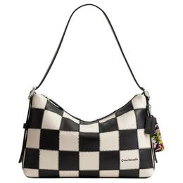 Coach Кожаная наплечная сумка унисекс черно-белая cbe00-l77