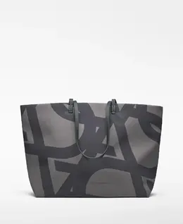 Женская нейлоновая сумка-шоппер через плечо с крупным логотипом Adolfo Dominguez, серый/черный mp_0436790_212371751152 | gris / negro