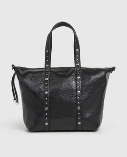 Женская сумка для боулинга Chelsea Moon с жатым эффектом и двойной ручкой с заклепками Pepe Jeans, черный a54999227 | negro