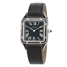 Pre-owned Cartier Santos-Dumont Black Dial Mens Watch wssa0046