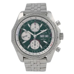 Pre-owned Breitling Bentley GT Chronograph Automatic Chronometer Green Dial Mens Watch a13362