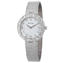 Bulova Crystal Quartz Silver Dial Ladies Watch 96L329