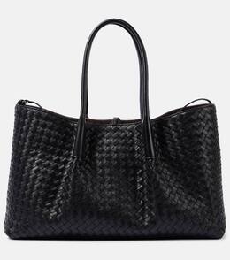 Новая большая кожаная сумка тоут intrecciato Bottega Veneta, Black/Fondant-M Br p00998769 | black/fondant-m br