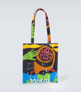 Сумка-шоппер из холста с принтом No Vacancy Inn Marni, Neptune p00793025 | neptune