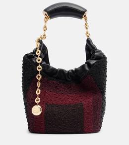 Сумка-тоут Squeeze Mini из кожи с бусинами Loewe, Black/Burgundy p01103907 | black/burgundy