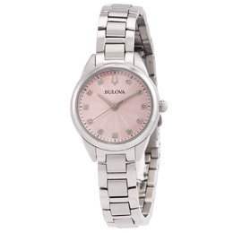 Bulova Sutton 96p249 Pink Dial Diamond Women's Watch