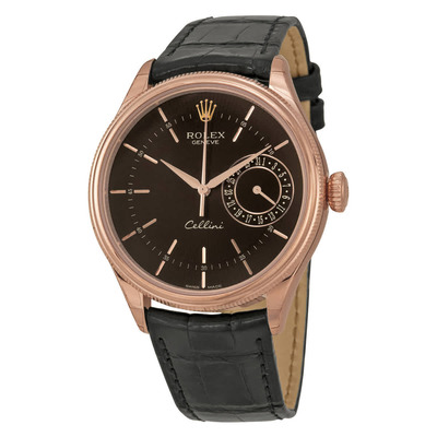 Rolex Cellini Date 50515BKSBKL: Men's Watch with Black Alligator Dial and 18kt Everose Gold Case (black, arb6749)