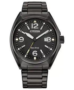 Мужские спортивные повседневные часы с черным браслетом из нержавеющей стали 42 мм Citizen, black 23786037 | black