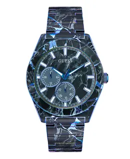 Мужские черные многофункциональные часы, 44 мм Guess, blue 23608149 | blue
