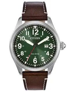 Мужские часы Eco-Drive Chandler с коричневым кожаным ремешком, 42 мм Citizen, brown 9574322 | brown