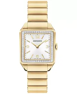 Женские швейцарские кварцевые часы 1917 года с выращенными в лаборатории бриллиантами, нержавеющая сталь, золото, 25 x 34,1 мм Movado, gold-tone 23786092 | gold-tone