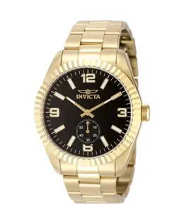 Мужские кварцевые многофункциональные часы 49389 с черным циферблатом Invicta, gold 24609467 | gold