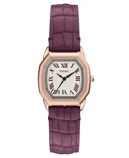 Женские часы Harlow с тремя стрелками, бордовые, из кожи крокодила, 27 мм Fossil, purple 23463466 | purple