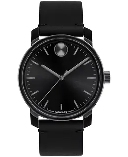 Мужские часы Bold Access Swiss Quarter с черным кожаным ремешком, 41 мм Movado, black 23786067 | black
