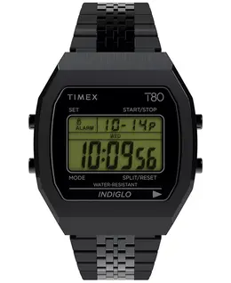 Мужские кварцевые цифровые часы из черной нержавеющей стали, 36 мм Timex, black 21706033 | black