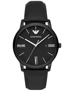 Мужские часы с черным кожаным ремешком 42 мм Emporio Armani, black 16659911 | black