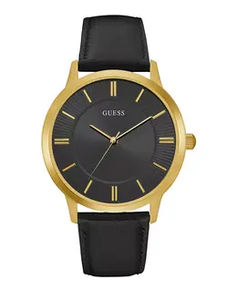 Мужские аналоговые часы с черным кожаным ремешком, 44 мм Guess, black 19298005 | black