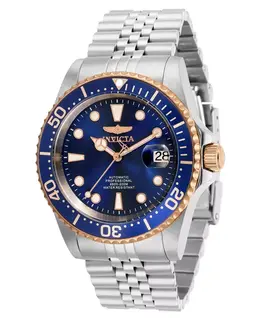 Мужские профессиональные дайверские автоматические часы с тремя стрелками, темно-синим циферблатом и браслетом из нержавеющей стали Invicta, blue 19028634 | blue