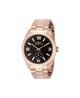 Мужские кварцевые многофункциональные часы 49392 с черным циферблатом Invicta, gold 24873118 | gold