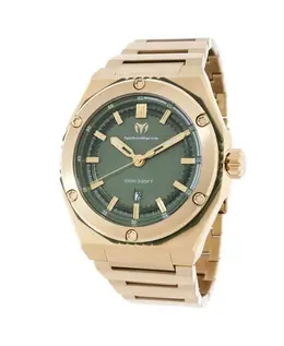 Мужские часы tm-416062 с тремя стрелками, кварцевым механизмом и оливково-зеленым циферблатом Technomarine, gold 24779902 | gold