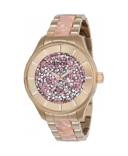 Женские кварцевые часы Angel с тремя стрелками, розовым циферблатом и браслетом из нержавеющей стали Invicta, gold 19022536 | gold