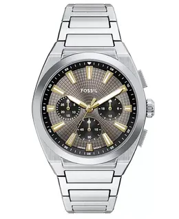 Мужские часы Everett с хронографом из нержавеющей стали, 44 мм Fossil, silver-tone 23124775 | silver-tone