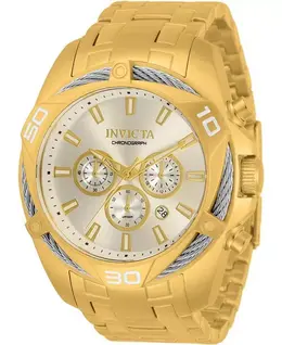 Мужские кварцевые часы-хронограф 34121 с серебряным циферблатом и циферблатом Bolt Invicta, gold 24643854 | gold