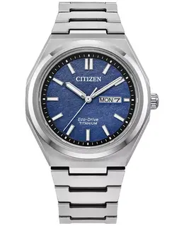 Мужские часы Eco-Drive Zenshin с серебристым титановым браслетом, 39 мм Citizen, silver-tone 23085512 | silver-tone