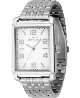 Мужские винтажные кварцевые часы 46634 с тремя стрелками и серебристым циферблатом Invicta, silver 20740632 | silver