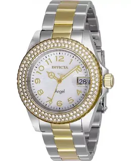 Женские кварцевые часы Angel 28675 с тремя стрелками и белым циферблатом Invicta, gold 24588538 | gold