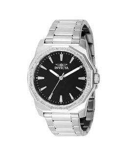 Мужские кварцевые часы Speedway 49103 с тремя стрелками и черным циферблатом Invicta, silver 23709723 | silver