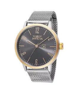Мужские кварцевые часы 48938 с тремя стрелками и угольным циферблатом Invicta, silver 23688537 | silver