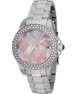 Женские кварцевые часы Angel 36070 с тремя стрелками и розовым циферблатом Invicta, silver 24040786 | silver