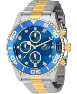 Мужские кварцевые часы-хронограф Pro Diver 43408 с синим циферблатом Invicta, silver 19746925 | silver