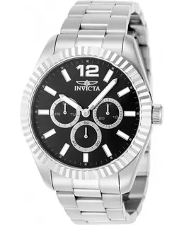 Мужские кварцевые часы-хронограф 49511 с черным циферблатом Invicta, silver 24536727 | silver