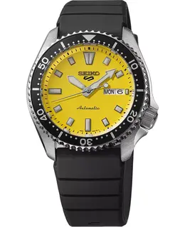 Мужские спортивные часы с черным силиконовым ремешком, 5 шт., 42,5 мм Seiko, yellow 24215928 | yellow