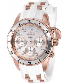 Женские кварцевые часы-хронограф Angel 38755 с белым циферблатом Invicta, white 24563350 | white