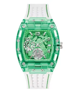 Мужские многофункциональные часы с зеленым силиконовым ремешком, 42 мм Guess, white 22028827 | white