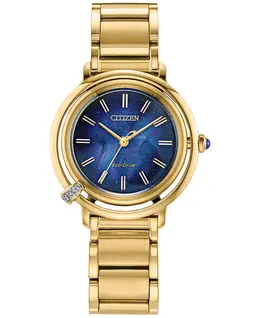 Женские классические часы с браслетом из нержавеющей стали с дугообразным узором и легким золотистым оттенком, 31,2 мм Citizen, gold-tone 23353385 | gold-tone