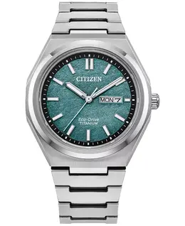 Мужские часы Eco-Drive Zenshin с серебристым титановым браслетом, 39 мм Citizen, silver-tone 23085513 | silver-tone