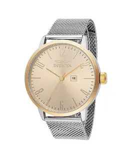 Мужские кварцевые часы 48937 с золотым циферблатом и тремя стрелками Invicta, silver 23821823 | silver