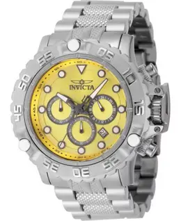 Мужские часы-хронограф с кварцевым механизмом Subaqua 47180, желтые, с циферблатом из оружейной стали Invicta, silver 20440839 | silver