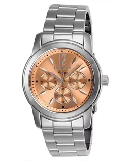 Женские кварцевые часы-хронограф Angel 0462 с циферблатом из розового золота Invicta, silver 24643657 | silver