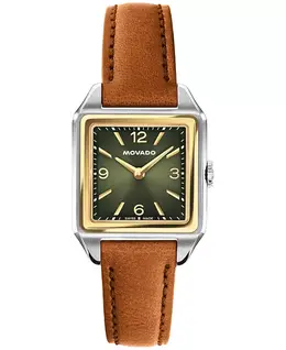 Женские швейцарские кварцевые часы 1917 года с кожаным ремешком коньячного цвета, 25 x 34,1 мм Movado, brown 23786088 | brown