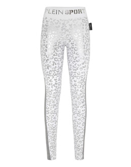 Plein Sport: Серебристые легинсы 